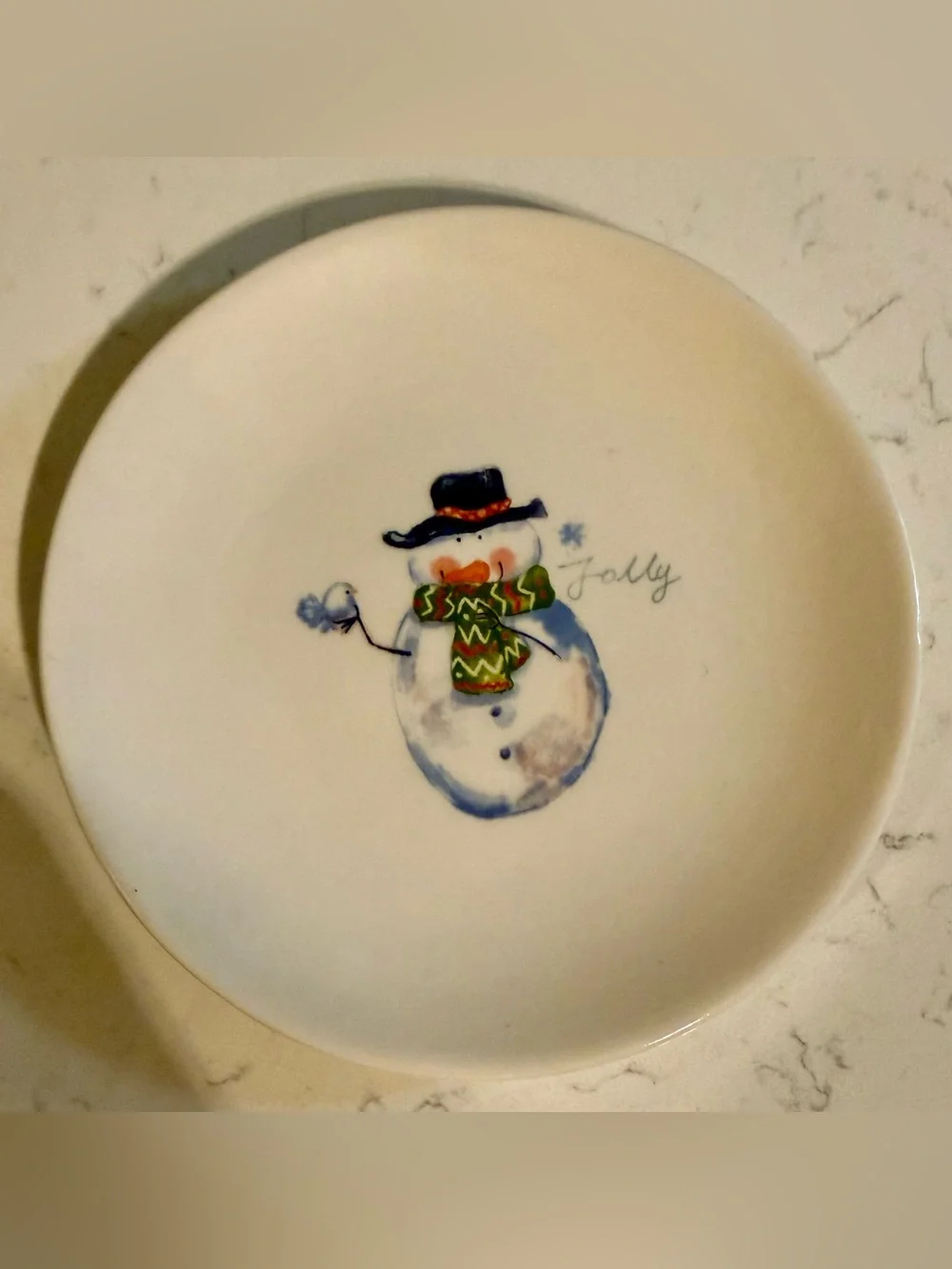 Pier 1 Cream & Blue Earthenware Plate
